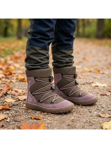 Dětské barefoot zimní boty FRODDO ZIMNÍ TEX TRACK WOOL tmavě růžové