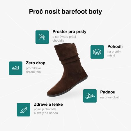 GROUNDIES® Odessa GO1 Chocolate Brown Ženski Barefoot Gležnarji