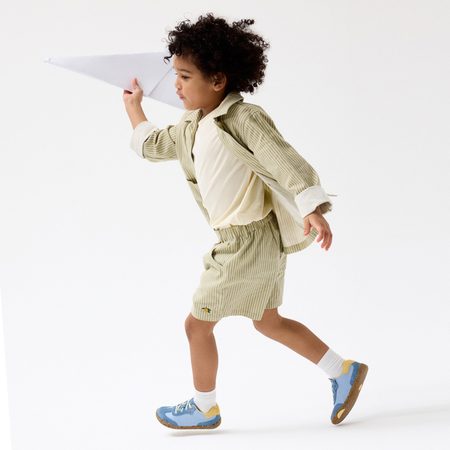 Dětské Barefoot Tenisky GROUNDIES® Panama Kids Modro Citronové