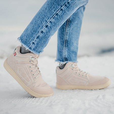 BE LENKA ZIMNÍ KOTNÍKOVÉ ArcticEdge - Beige | Zimní zateplené barefoot boty