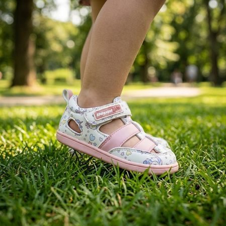 BEPPI SAPATO CASUAL BEBE Růžoví jednorožci | Dětské barefoot sandály