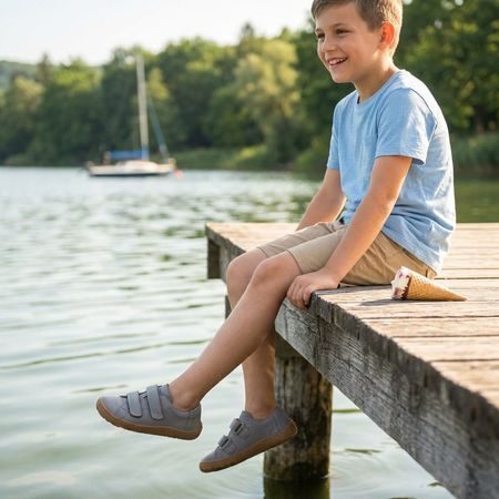 FRODDO TENISICE BAZE LEATHER D-VELCRO Grey | Dječje barefoot tenisice