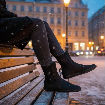 Dámské Barefoot+ Zateplené Chelsea GROUNDIES CAMDEN Černé Matné