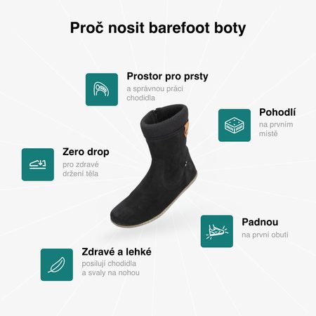 GROUNDIES® Iceland Black női Barefoot csizma