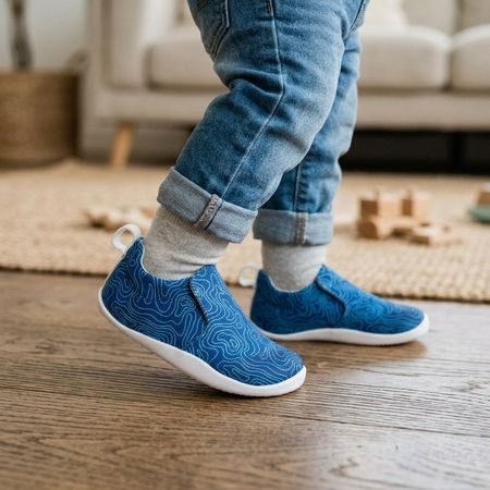 Dječje Barefoot Tenisice BOBUX SCAMP ORGANIC snorkel blue topographic