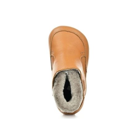 FRODDO ZIMNÍ CAPÁČKY FURRY WALKERS Cognac | Dětské první zateplené barefoot botičky