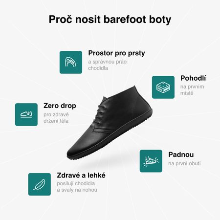 GROUNDIES® Milano Black Barefoot alkalmi bokacipő