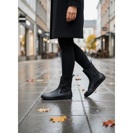 Dámské Barefoot Zateplené Chelsea GROUNDIES CAMDEN Černé Hladké