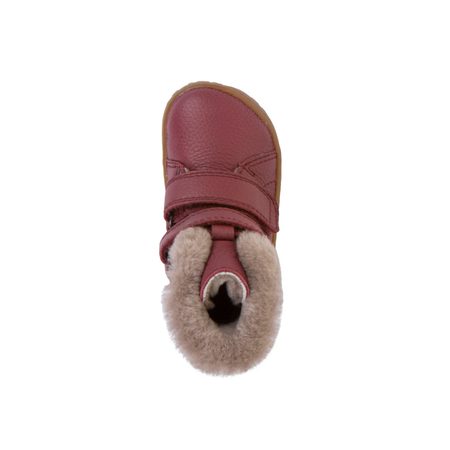 FRODDO KOTNÍKOVÉ ZIMNÍ FURRY BOOT Bordeaux | Dětské zimní zateplené barefoot boty