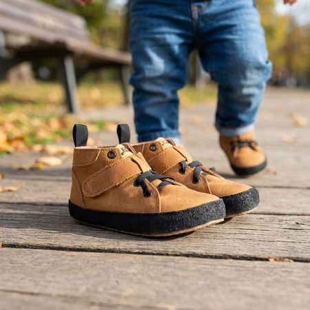 PEGRES CELOROČKY BF32L Brown | Dětské celoroční barefoot boty