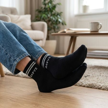 RAYVE BAREFOOT PAMUT ZOKNI Fekete ELŐNYÖS CSOMAG 10 DARAB