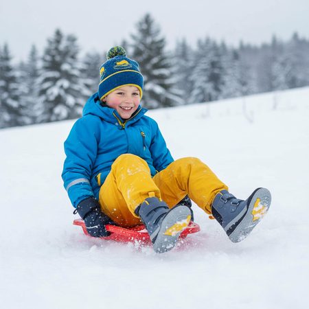 GROUNDIES® Ottawa Navy/Yellow Детски Barefoot Топли Глезенни Обувки