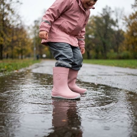 Dječje Barefoot Gumene Čizme BAREBOO MONSOON 1.0 pink/grey