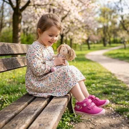 Dětské barefoot tenisky D.D.STEP S070-61646B Hot Pink růžové ptáček