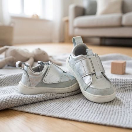 Primii Pantofi Barefoot pentru Copii PEGRES SBF64 argintii
