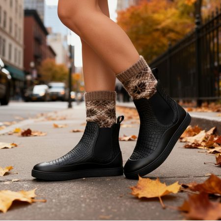 Dámské Barefoot Chelsea GROUNDIES® SIENNA Černé/Krokodýl