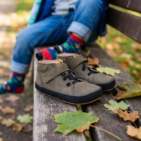 PEGRES CELOROČKY BF32L Green | Dětské celoroční barefoot boty