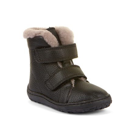 FRODDO KOTNÍKOVÉ ZIMNÍ FURRY BOOT Black | Dětské zimní zateplené barefoot boty