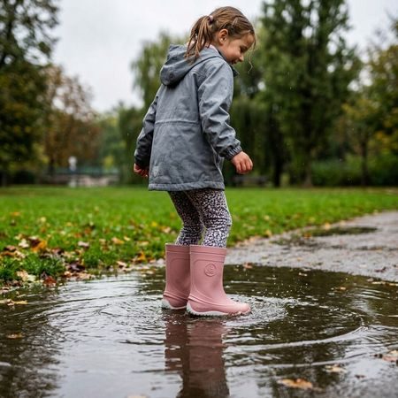 RAYVE MONSOON Pink/Grey | Dětské barefoot holínky