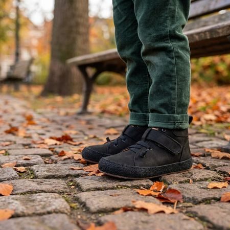 PEGRES CELOROČKY NUBUK BF32 Black | Dětské celoroční barefoot boty