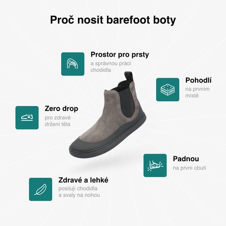 GROUNDIES® Sienna Grey/Black női Barefoot Chelsea csizma