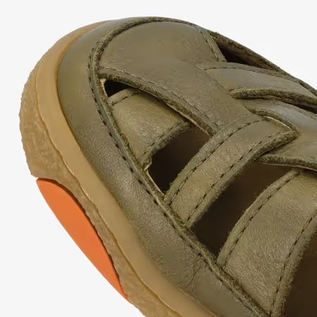 Dětské Barefoot Sandály GROUNDIES® Noto Khaki Oranžové