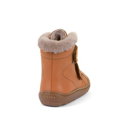 FRODDO KOTNÍKOVÉ ZIMNÍ FURRY BOOT Cognac | Dětské zimní zateplené barefoot boty