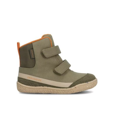 Dětské Barefoot Zateplené Kotníkové Boty GROUNDIES® Ottawa Khaki Oranžové