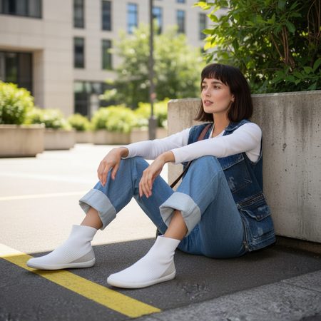 GROUNDIES® Kobe White Ženske Barefoot Gležnjače Slip-On Cipele