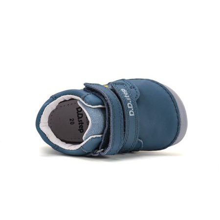 Dětské barefoot celoroční boty D.D.STEP S070-62964B modré traktor - pohled zepředu