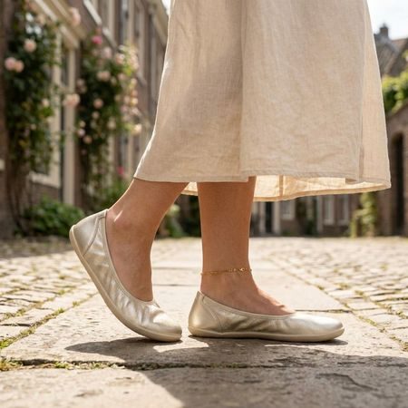 Ženske Barefoot Balerinke GROUNDIES Lily 3.0 metallic champagne