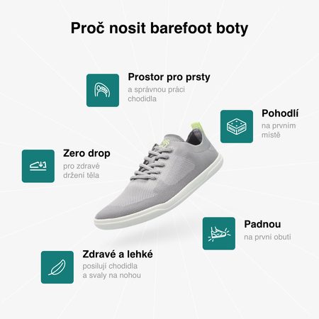 GROUNDIES® Active Knit Stone/Lime Barefoot sportcipő