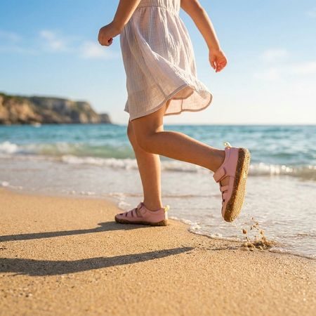 Dětské Barefoot Sandály GROUNDIES® Noto 2.0 Růžovo Citronove
