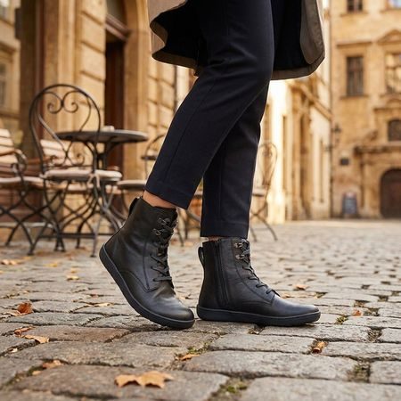 BAŤA ŠNĚROVACÍ KOTNÍKOVÁ OBUV Černá | Dámské barefoot kotníkové boty