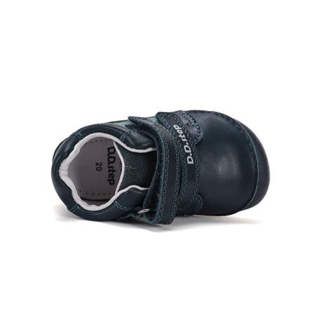 Dětské barefoot celoroční boty D.D.STEP S070-62964A tmavě modré traktor - pohled zepředu