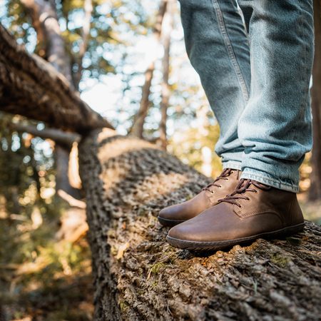 Barefoot Kotníkové Zateplené Boty GROUNDIES® Esberg Hnědé