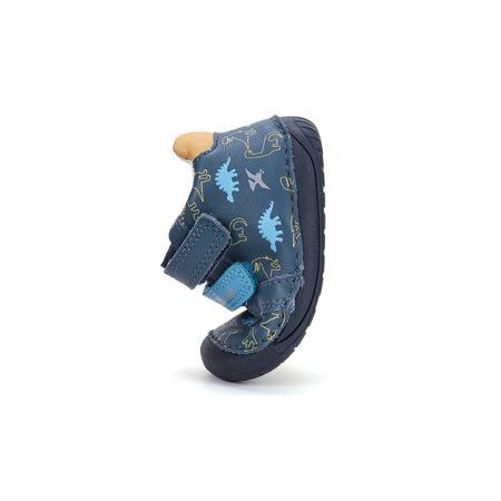 Dětské barefoot celoroční boty D.D.STEP S070-62594B modré dinosauři - pohled zezadu