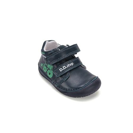 Dětské barefoot celoroční boty D.D.STEP S070-62964A tmavě modré traktor - pár bot