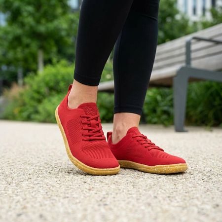 GROUNDIES® Active Knit Cherry Red női Barefoot sportcipő