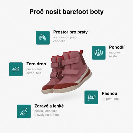 GROUNDIES® Ottawa Berry/Red Детски Barefoot Топли Глезенни Обувки