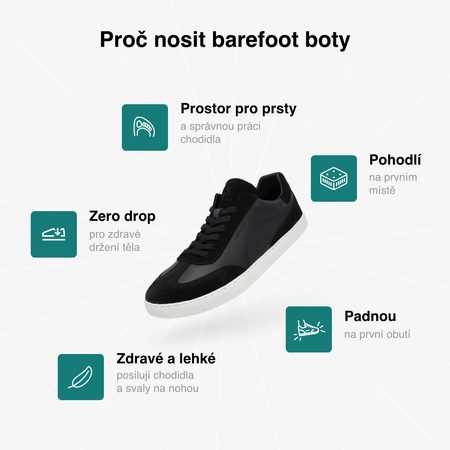 GROUNDIES® Panama Black Barefoot sportcipő