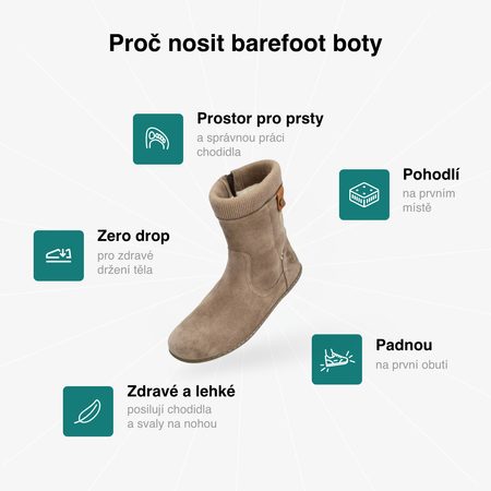 GROUNDIES® Iceland Taupe Ženski Barefoot Gležnarji