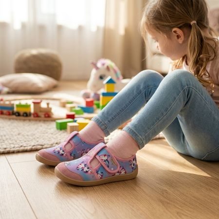 Otroški Barefoot Copati RAYVE JOY Blue Unicorn