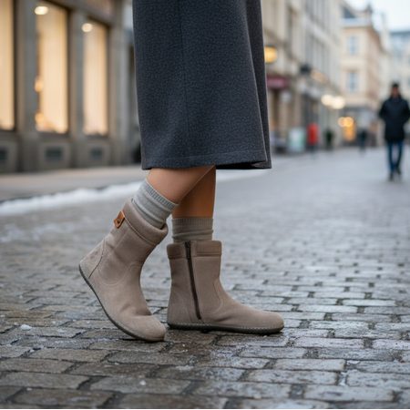 GROUNDIES® ICELAND Beige Ženske barefoot podstavljene čizme