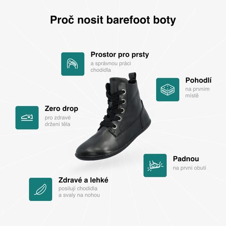 GROUNDIES® Salzburg Black Ženske barefoot+ gležnjače