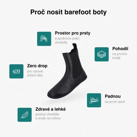 GROUNDIES® CAMDEN Black Smooth Дамски Barefoot Топли Chelsea