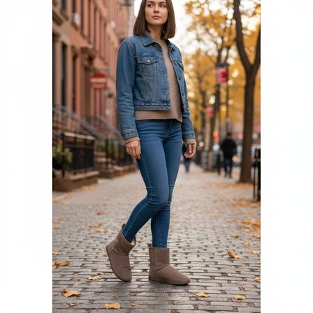 GROUNDIES® Cozy Boot Low Taupe bélelt Barefoot csizma