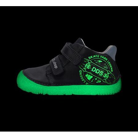 Dětské barefoot celoroční boty D.D.STEP S073-62313A svítící skateboard - podrážka svítící ve tmě