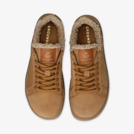 Dámské zateplené Barefoot Tenisky GROUNDIES® Universe Teddy Koňakové