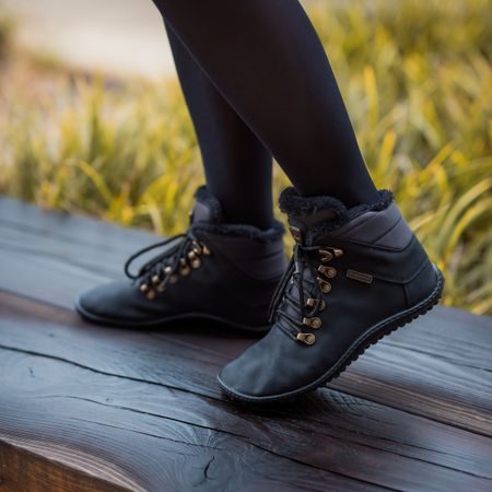 LEGUANO HUSKY Black | Kotníčkové zateplené barefoot boty